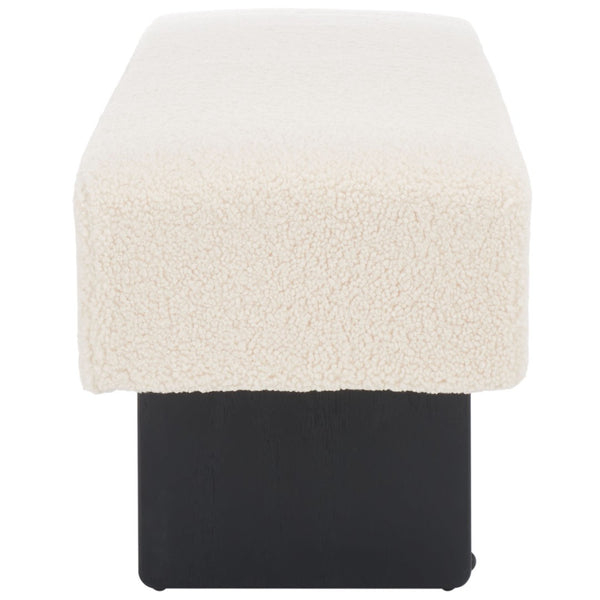 Safavieh Quentin Bench - Plush Faux Shearling Seating For Modern Interiors, Entryway, Or Bedroom Accent Off White / Black BCH4500A