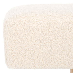 Safavieh Quentin Bench - Plush Faux Shearling Seating For Modern Interiors, Entryway, Or Bedroom Accent Off White / Natural BCH4500B
