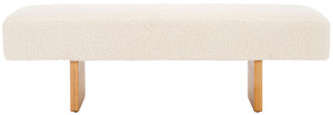 Safavieh Quentin Bench - Plush Faux Shearling Seating For Modern Interiors, Entryway, Or Bedroom Accent Off White / Natural BCH4500B