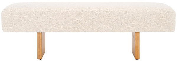 Safavieh Quentin Bench - Plush Faux Shearling Seating For Modern Interiors, Entryway, Or Bedroom Accent Off White / Natural BCH4500B