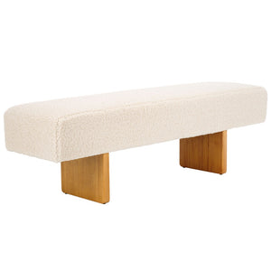 Safavieh Quentin Bench - Plush Faux Shearling Seating For Modern Interiors, Entryway, Or Bedroom Accent Off White / Natural BCH4500B