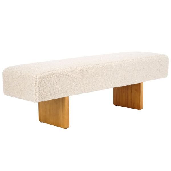 Safavieh Quentin Bench - Plush Faux Shearling Seating For Modern Interiors, Entryway, Or Bedroom Accent Off White / Natural BCH4500B