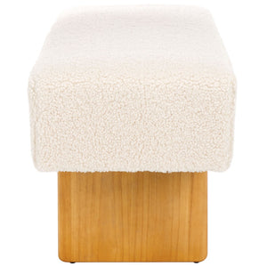 Safavieh Quentin Bench - Plush Faux Shearling Seating For Modern Interiors, Entryway, Or Bedroom Accent Off White / Natural BCH4500B