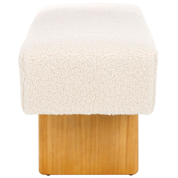 Safavieh Quentin Bench - Plush Faux Shearling Seating For Modern Interiors, Entryway, Or Bedroom Accent Off White / Natural BCH4500B