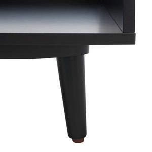 Safavieh Cricket Open Shelf Bench With Cushion – Stylish Mid-Century Storage Solution For Any Room Cream  Linen / Black BCH5000C