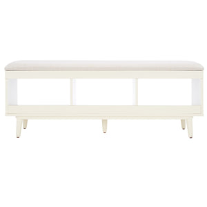 Safavieh Cricket Open Shelf Bench W/ Cushion XII23 Cream Linen / Cream Wood BCH5000E