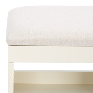 Safavieh Cricket Open Shelf Bench W/ Cushion XII23 Cream Linen / Cream Wood BCH5000E
