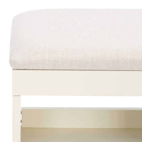 Safavieh Cricket Open Shelf Bench W/ Cushion XII23 Cream Linen / Cream Wood BCH5000E