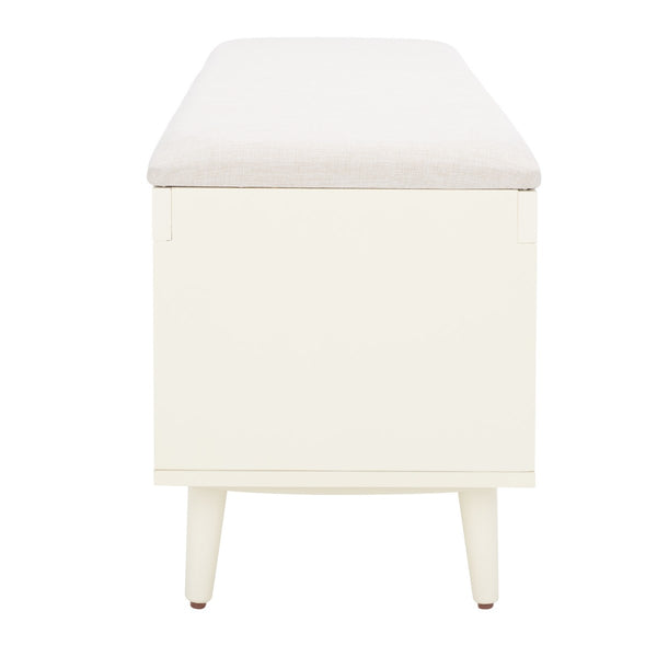 Safavieh Cricket Open Shelf Bench W/ Cushion XII23 Cream Linen / Cream Wood BCH5000E