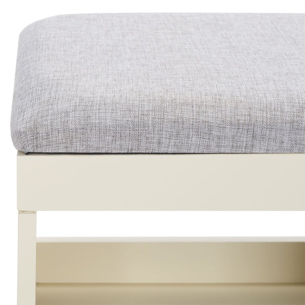 Safavieh Cricket Open Shelf Bench With Cushion – Stylish Mid-Century Storage Solution For Any Room Grey Linen / Cream BCH5000F