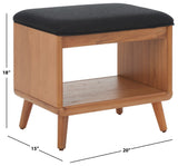 Safavieh Solo Open Shelf Bench W/ Cushion XII23 Black / Natural Mahogany Wood, Mdf, Particle Board, Mindi Veneer BCH5001A