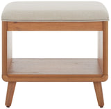 Safavieh Solo Open Shelf Bench W/ Cushion XII23 Cream / Natural Mahogany Wood, Mdf, Particle Board, Mindi Veneer BCH5001B