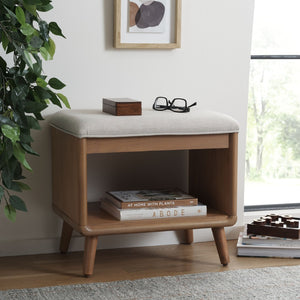 Safavieh Solo Open Shelf Bench With Plush Cushion – Stylish Entryway Seating & Organizing Solution For Home Cream / Natural BCH5001B