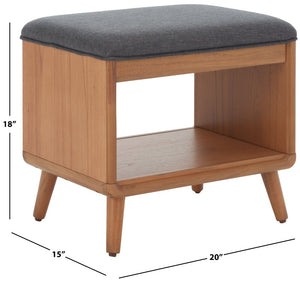 Safavieh Solo Open Shelf Bench With Plush Cushion – Stylish Entryway Seating & Organizing Solution For Home Dark Grey / Natural BCH5001C