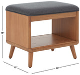 Safavieh Solo Open Shelf Bench W/ Cushion XII23 Dark Grey / Natural Mahogany Wood, Mdf, Particle Board, Mindi Veneer BCH5001C