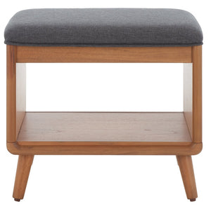 Safavieh Solo Open Shelf Bench With Plush Cushion – Stylish Entryway Seating & Organizing Solution For Home Dark Grey / Natural BCH5001C