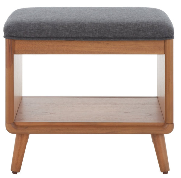 Safavieh Solo Open Shelf Bench With Plush Cushion – Stylish Entryway Seating & Organizing Solution For Home Dark Grey / Natural BCH5001C