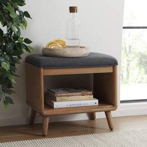 Safavieh Solo Open Shelf Bench With Plush Cushion – Stylish Entryway Seating & Organizing Solution For Home Dark Grey / Natural BCH5001C