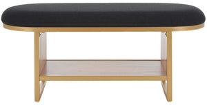 Safavieh Iona Open Shelf Bench W/Cushion XII23 Black / Walnut  Mdf, Particle Board, Acacia Veneer BCH5002A