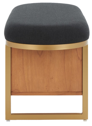 Safavieh Iona Open Shelf Bench W/Cushion XII23 Black / Walnut  Mdf, Particle Board, Acacia Veneer BCH5002A