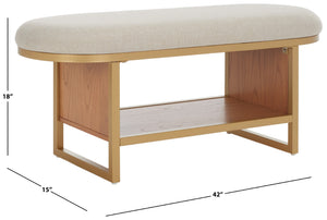 Safavieh Iona Open Shelf Bench W/Cushion XII23 Cream / Walnut  Mdf BCH5002B