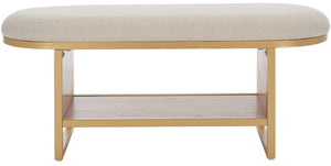 Safavieh Iona Open Shelf Bench W/Cushion XII23 Cream / Walnut  Mdf BCH5002B