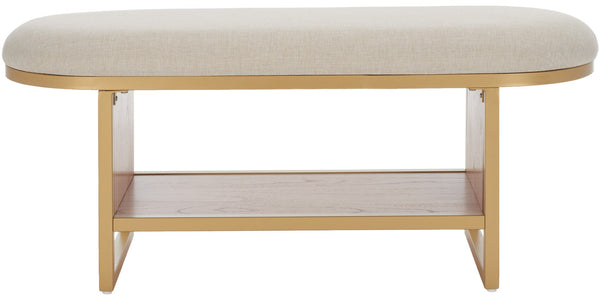 Safavieh Iona Open Shelf Bench W/Cushion XII23 Cream / Walnut  Mdf BCH5002B