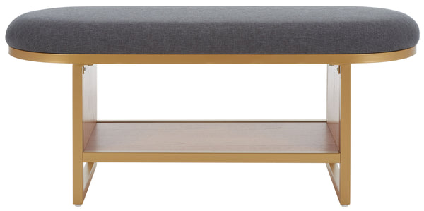 Safavieh Iona Open Shelf Bench W/Cushion XII23 Dark Grey / Walnut Mdf BCH5002C