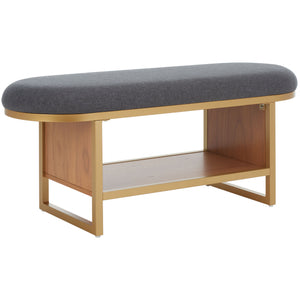 Safavieh Iona Open Shelf Bench W/Cushion XII23 Dark Grey / Walnut Mdf BCH5002C