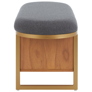 Safavieh Iona Open Shelf Bench W/Cushion XII23 Dark Grey / Walnut Mdf BCH5002C