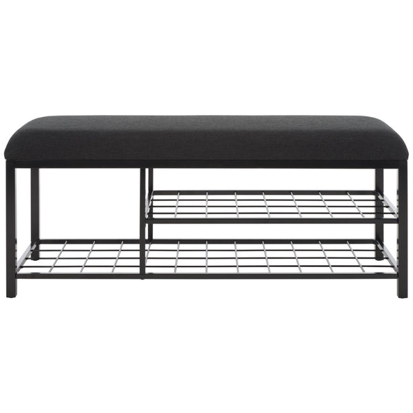 Safavieh Milligan Open Shelf Bench W/ Cushion XII23 Black / Black   Mdf BCH5003A