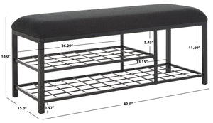 Safavieh Milligan Open Shelf Bench W/ Cushion XII23 Black / Black   Mdf BCH5003A