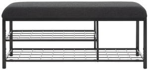 Safavieh Milligan Open Shelf Bench W/ Cushion XII23 Black / Black   Mdf BCH5003A