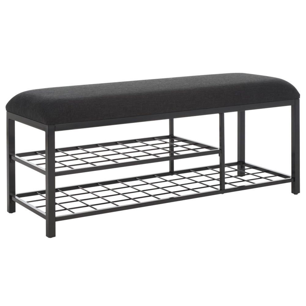 Safavieh Milligan Open Shelf Bench W/ Cushion XII23 Black / Black   Mdf BCH5003A