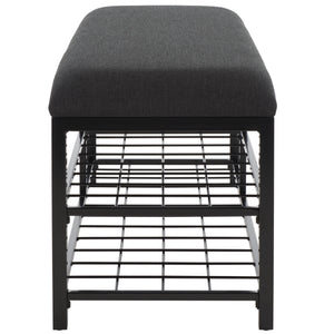 Safavieh Milligan Open Shelf Bench W/ Cushion XII23 Black / Black   Mdf BCH5003A