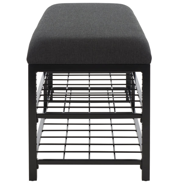 Safavieh Milligan Open Shelf Bench W/ Cushion XII23 Black / Black   Mdf BCH5003A