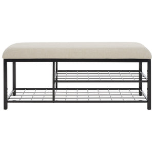 Safavieh Milligan Open Shelf Bench W/ Cushion XII23 Cream / Black   Mdf BCH5003B