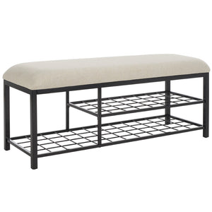 Safavieh Milligan Open Shelf Bench W/ Cushion XII23 Cream / Black   Mdf BCH5003B