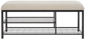 Safavieh Milligan Open Shelf Bench W/ Cushion XII23 Cream / Black   Mdf BCH5003B