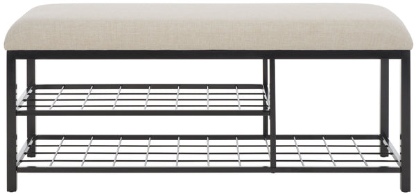 Safavieh Milligan Open Shelf Bench W/ Cushion XII23 Cream / Black   Mdf BCH5003B