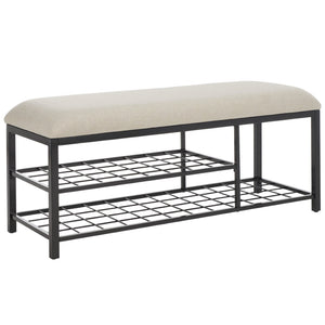 Safavieh Milligan Open Shelf Bench W/ Cushion XII23 Cream / Black   Mdf BCH5003B