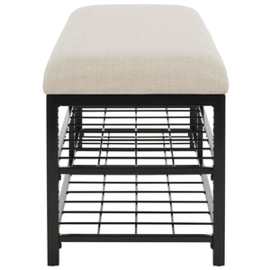 Safavieh Milligan Open Shelf Bench W/ Cushion XII23 Cream / Black   Mdf BCH5003B