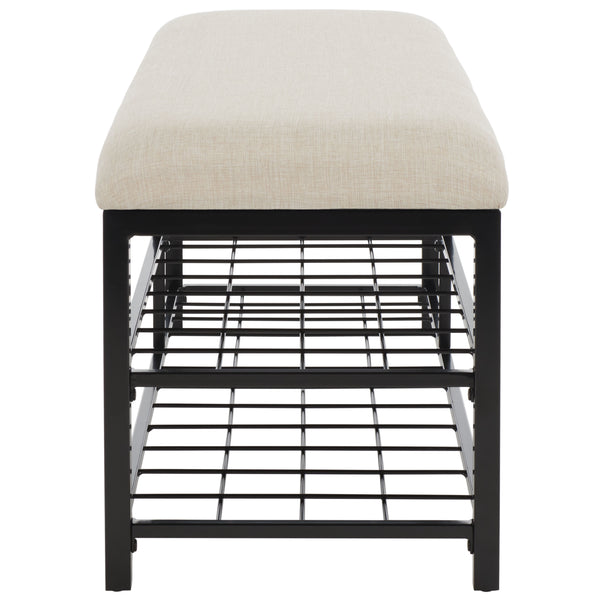 Safavieh Milligan Open Shelf Bench W/ Cushion XII23 Cream / Black   Mdf BCH5003B