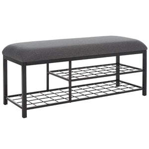 Safavieh Milligan Open Shelf Bench W/ Cushion XII23 Dark Grey / Black   Mdf BCH5003C