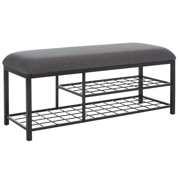 Safavieh Milligan Open Shelf Bench W/ Cushion XII23 Dark Grey / Black   Mdf BCH5003C