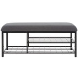 Safavieh Milligan Open Shelf Bench W/ Cushion XII23 Dark Grey / Black   Mdf BCH5003C