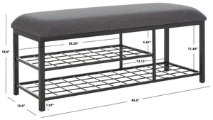 Safavieh Milligan Open Shelf Bench W/ Cushion XII23 Dark Grey / Black   Mdf BCH5003C