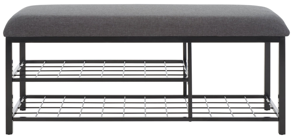 Safavieh Milligan Open-Shelf Entryway Bench With Plush Cushion For Stylish Storage And Seating Solutions Dark Grey / Black BCH5003C