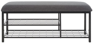 Safavieh Milligan Open Shelf Bench W/ Cushion XII23 Dark Grey / Black   Mdf BCH5003C