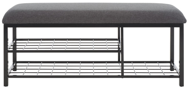 Safavieh Milligan Open Shelf Bench W/ Cushion XII23 Dark Grey / Black   Mdf BCH5003C